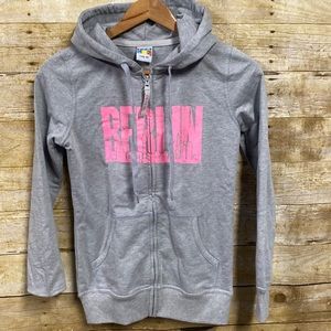 Berlin Germany gray zip up hoodie size extra small